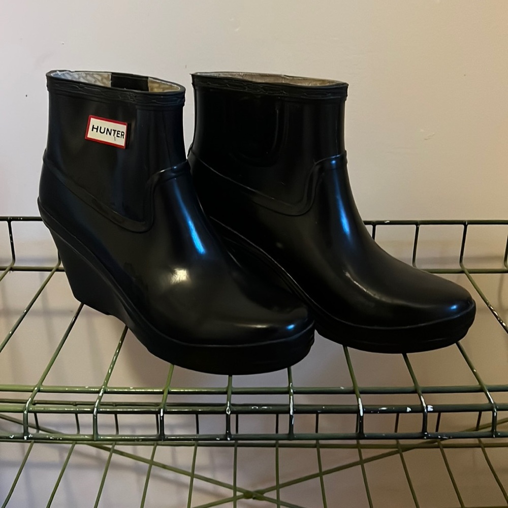 Black Hunter Wedge rain boots